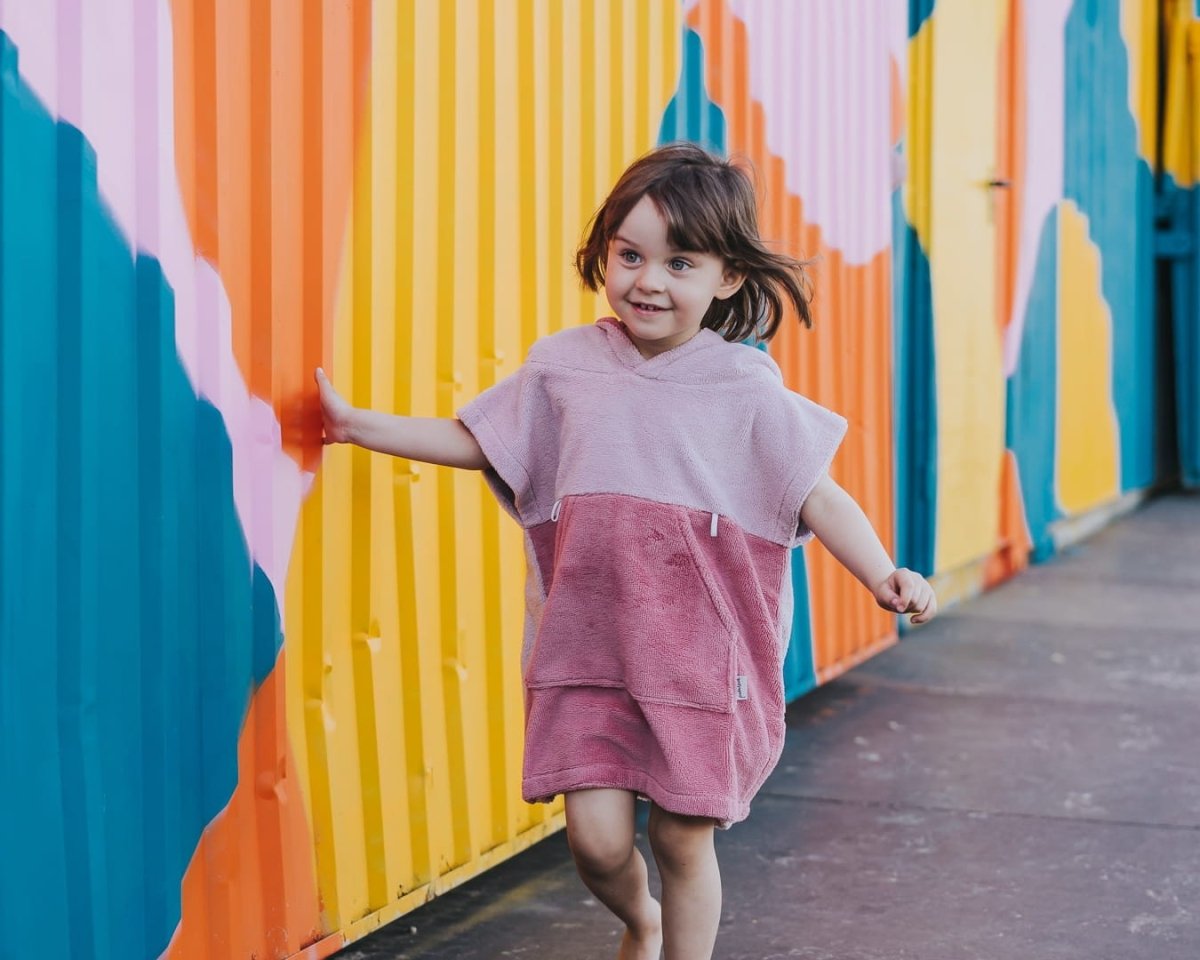 Kids Bamboo & Cotton Blend Poncho (Pink Bunny) - Tiny Tugz™