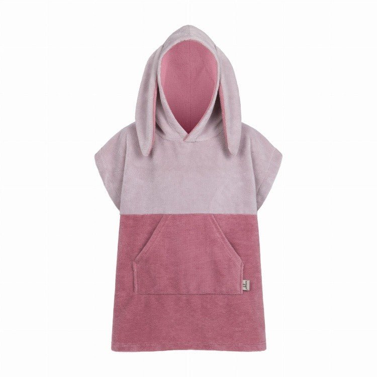 Kids Bamboo & Cotton Blend Poncho (Pink Bunny) - Tiny Tugz™