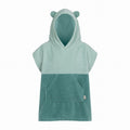 Kids Bamboo & Cotton Blend Poncho (Turquoise Bear) - Tiny Tugz™