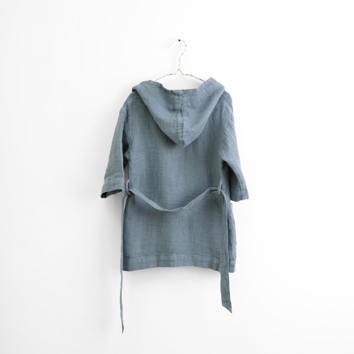 Kids’ Bathrobe (Blue) – 100% Waffle Linen, Handmade - Tiny Tugz™