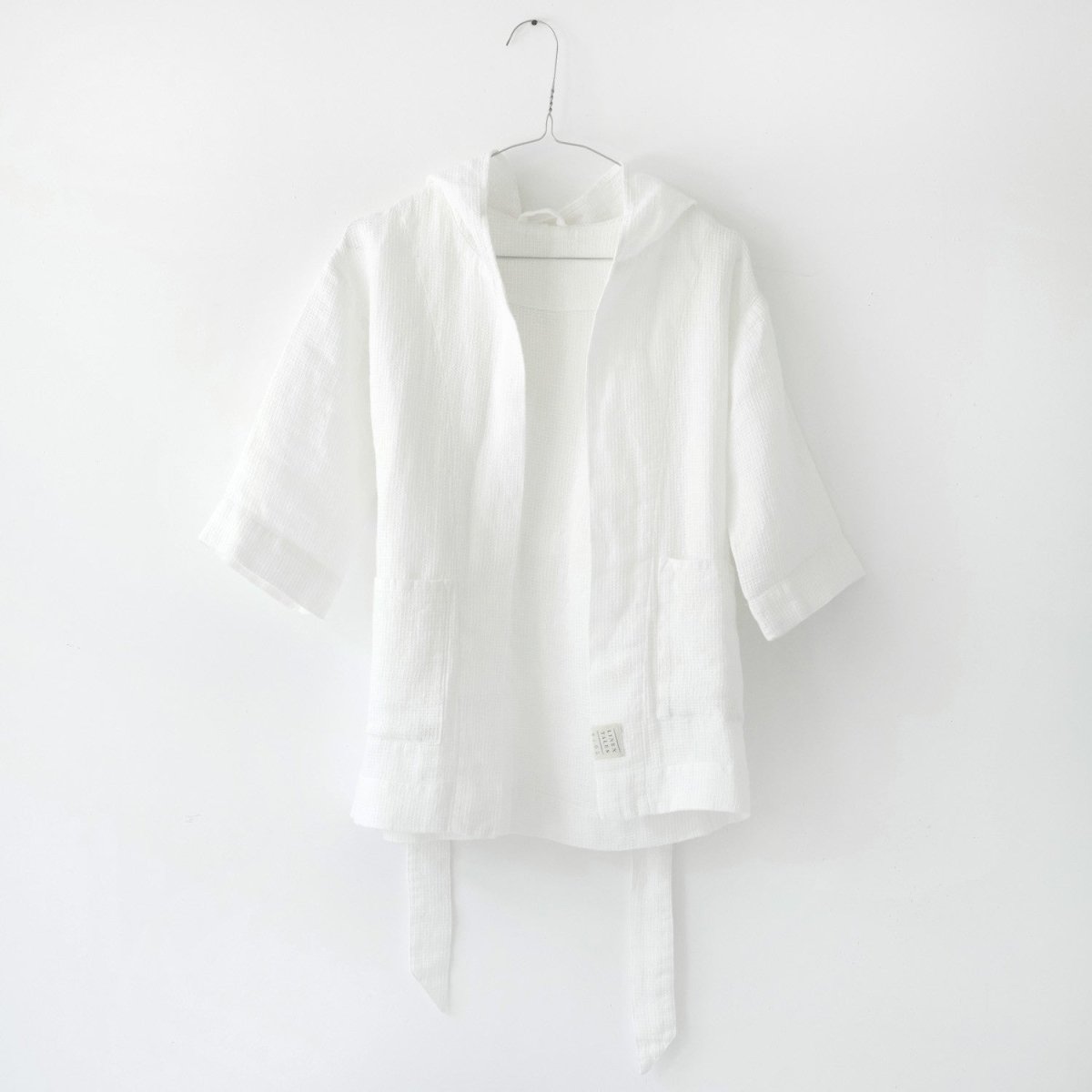 Kids’ Bathrobe (White) – 100% Waffle Linen, Handmade - Tiny Tugz™