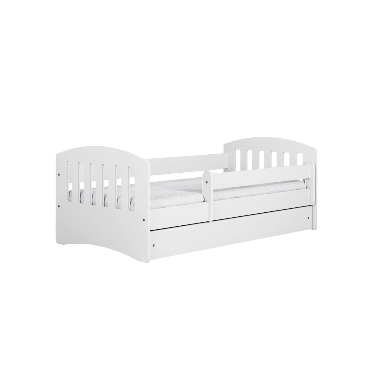 Kids' Bed Classic 1 with Guardrail - Optional Drawer - White - Tiny Tugz™