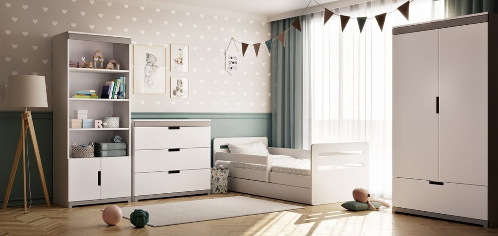 Kids' Bed Tomi with Guardrail - Optional Drawer - White - Tiny Tugz™