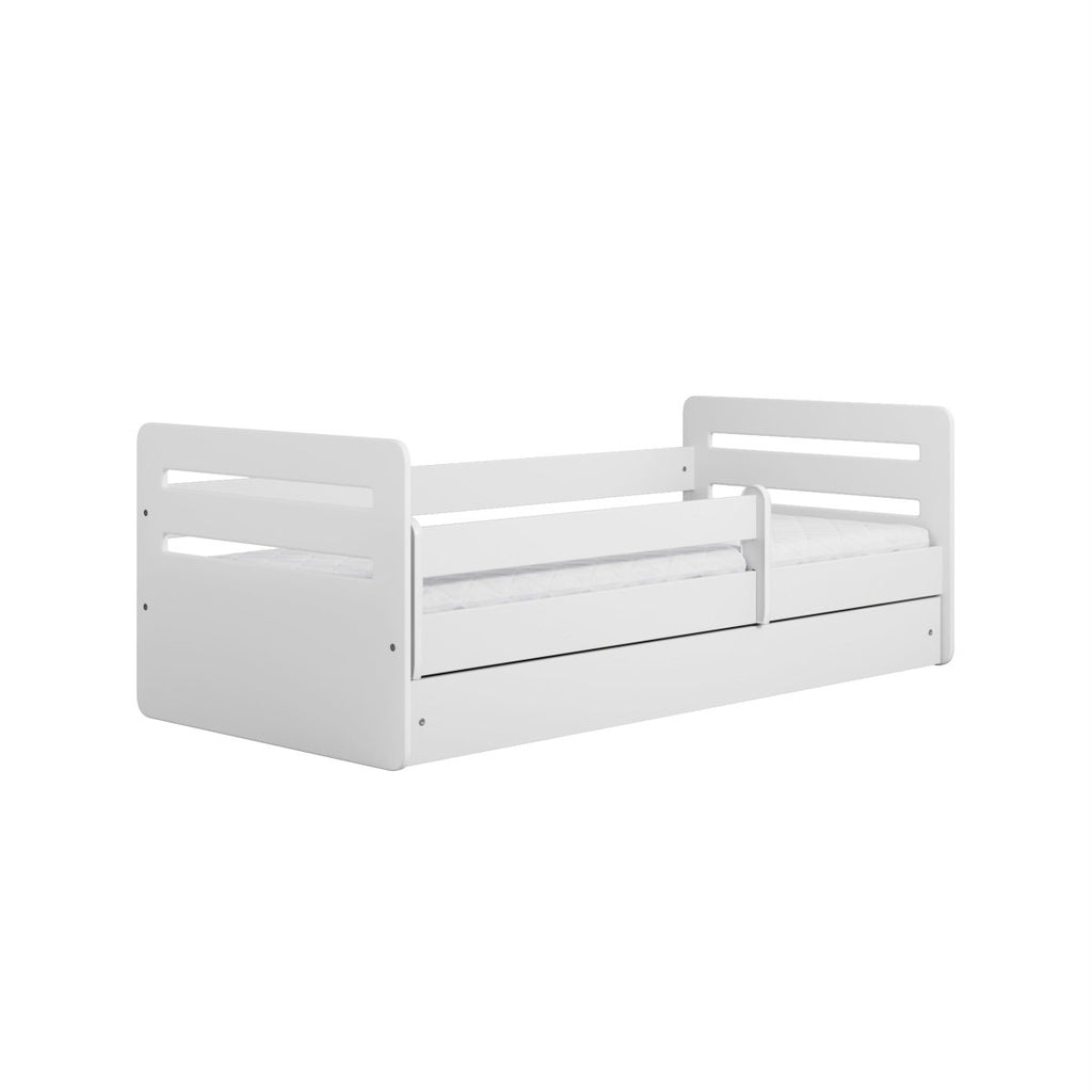Kids' Bed Tomi with Guardrail - Optional Drawer - White - Tiny Tugz™