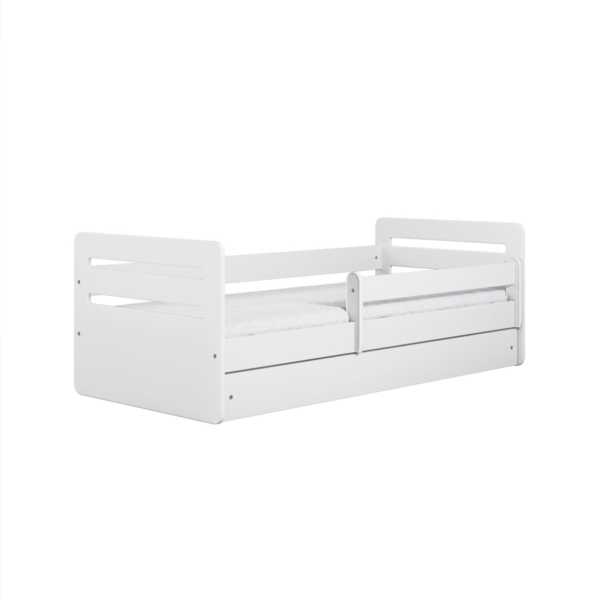 Kids' Bed Tomi with Guardrail - Optional Drawer - White - Tiny Tugz™