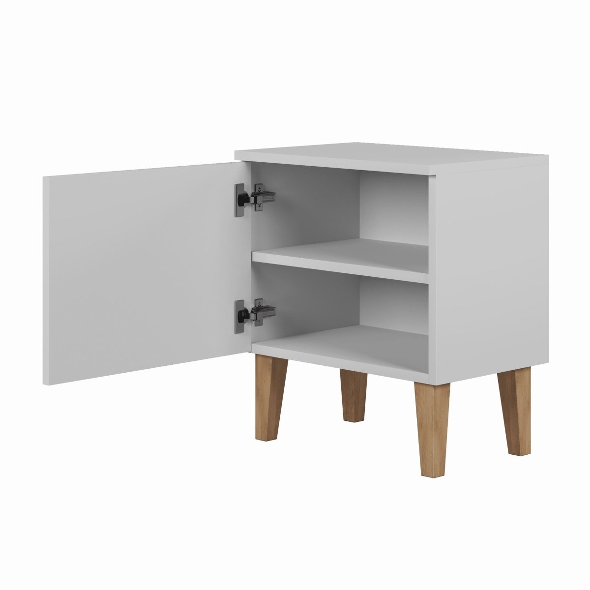 Kids' Bedside Table Kubi - Solid Oak Legs - White - Tiny Tugz™