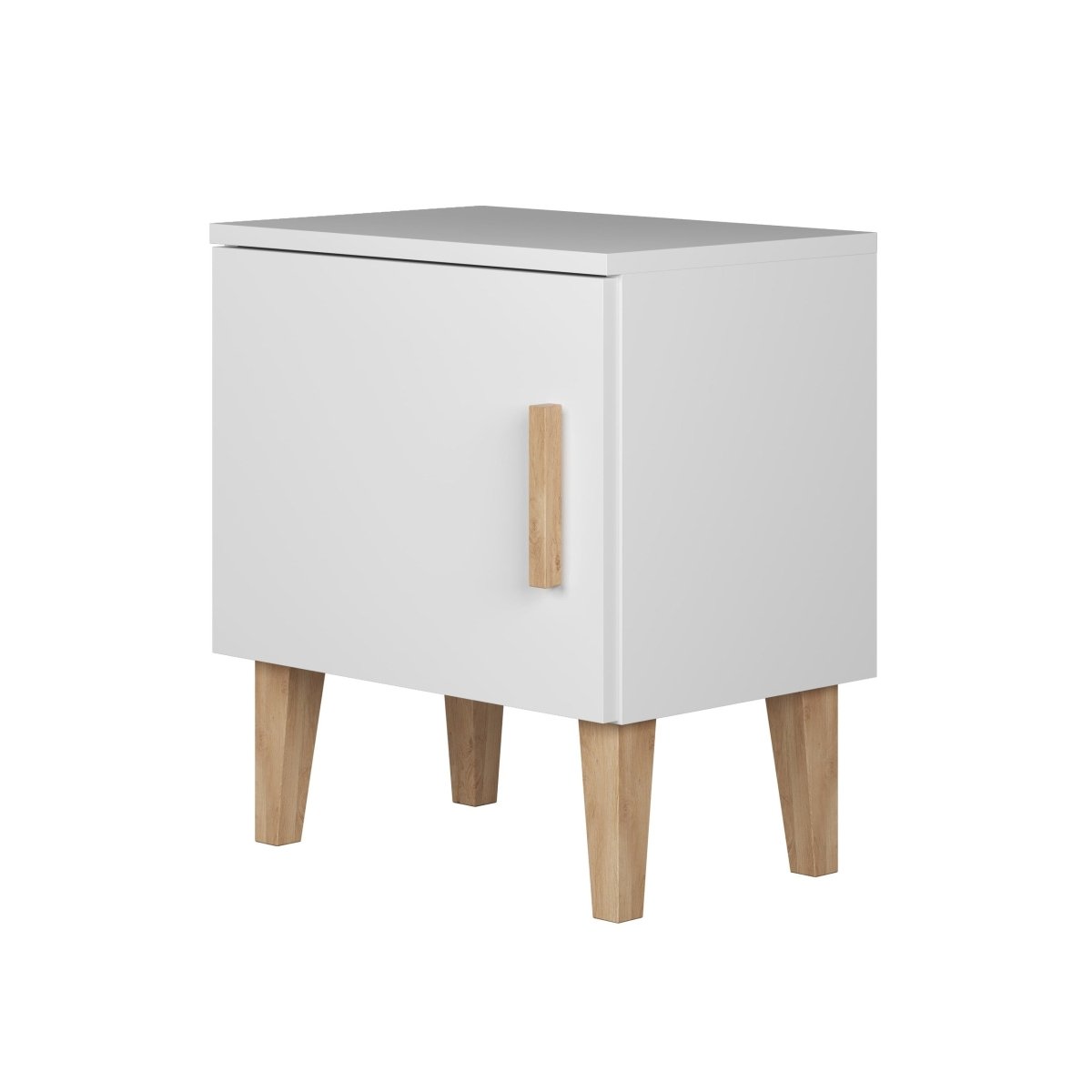 Kids' Bedside Table Kubi - Solid Oak Legs - White - Tiny Tugz™
