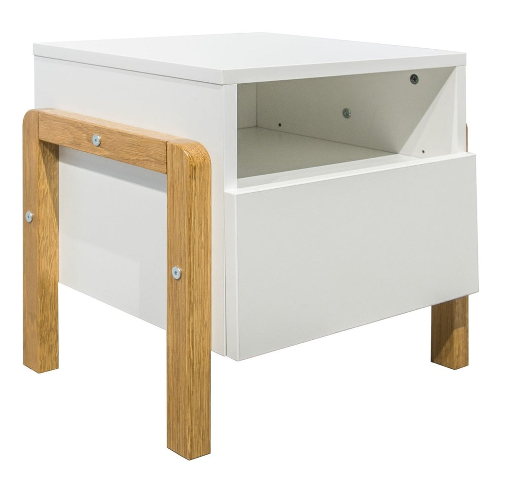 Kids' Bedside Table Victor - White & Solid Oak - Tiny Tugz™