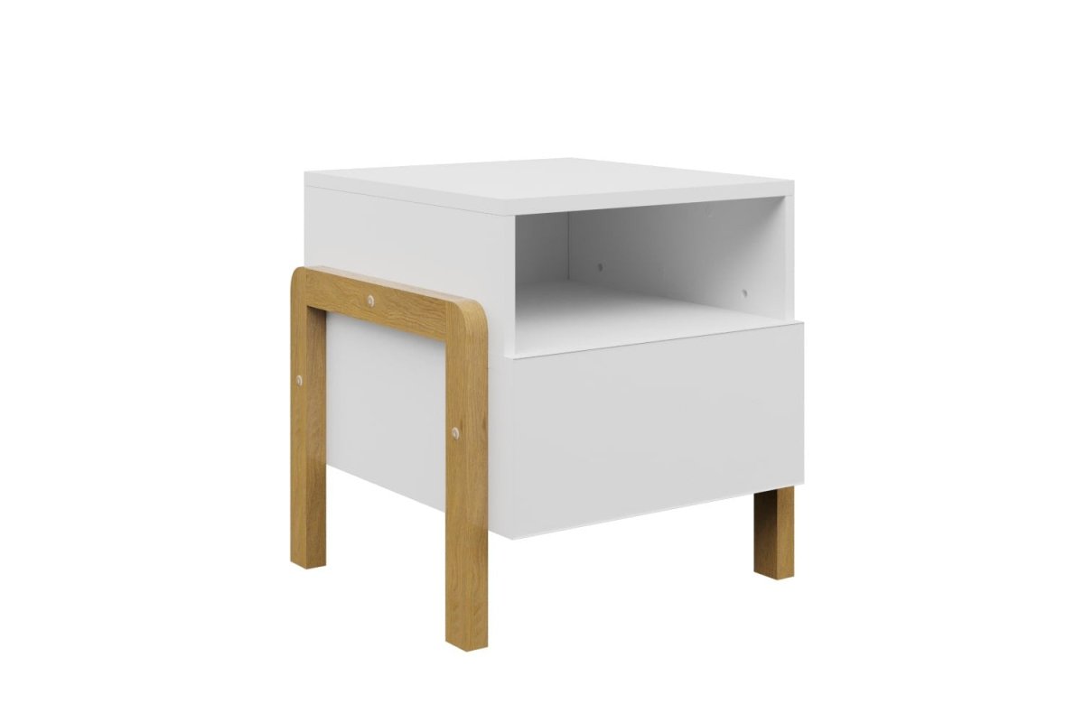 Kids' Bedside Table Victor - White & Solid Oak - Tiny Tugz™
