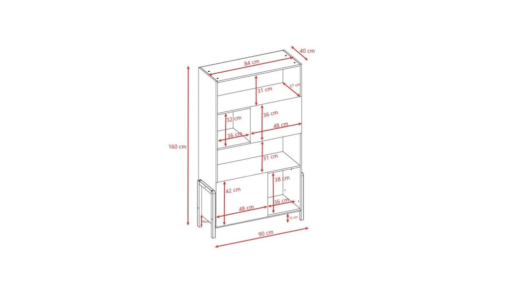 Kids' Bookshelf Victor with Cupboards - White & Solid Oak - Tiny Tugz™
