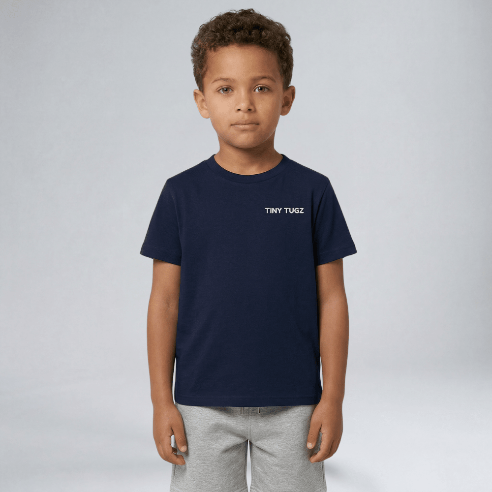 Kids Casual Organic Cotton Set (Navy T-Shirt + Grey Shorts) - Tiny Tugz™