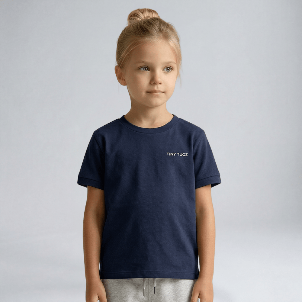 Kids Casual Organic Cotton Set (Navy T-Shirt + Grey Shorts) - Tiny Tugz™