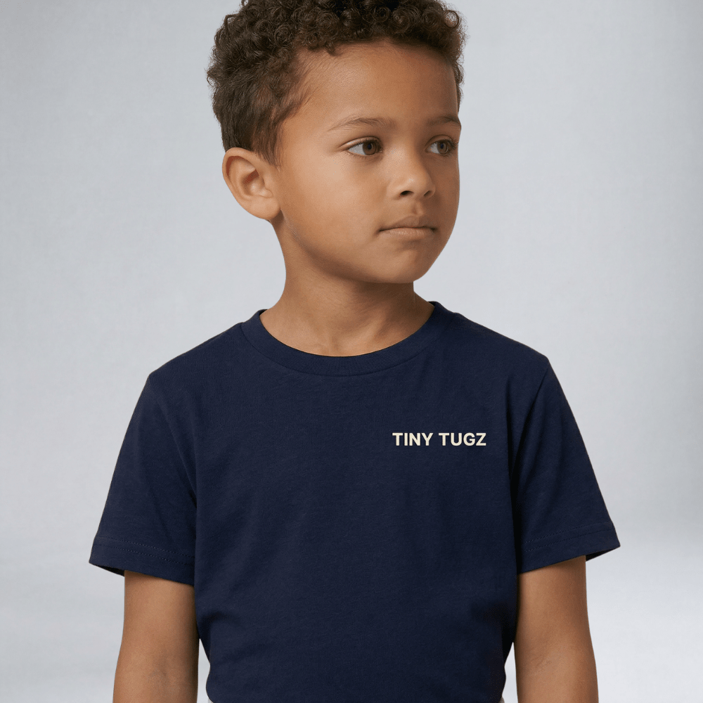 Kids Casual Organic Cotton Set (Navy T-Shirt + Grey Shorts) - Tiny Tugz™