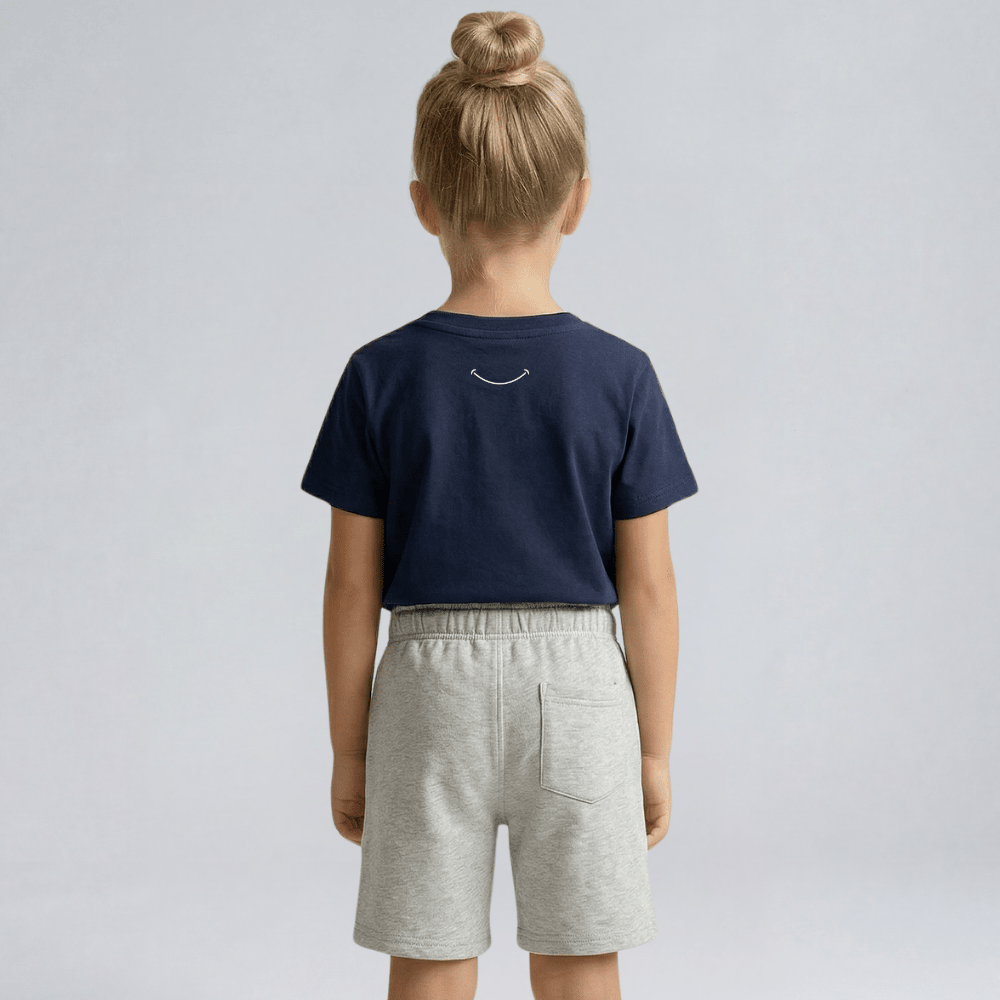 Kids Casual Organic Cotton Set (Navy T-Shirt + Grey Shorts) - Tiny Tugz™
