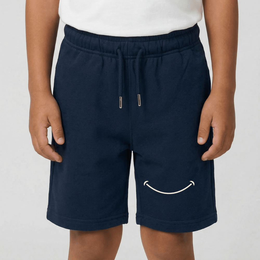 Kids Casual Organic Cotton Set (White T-Shirt + Navy Shorts) - Tiny Tugz™