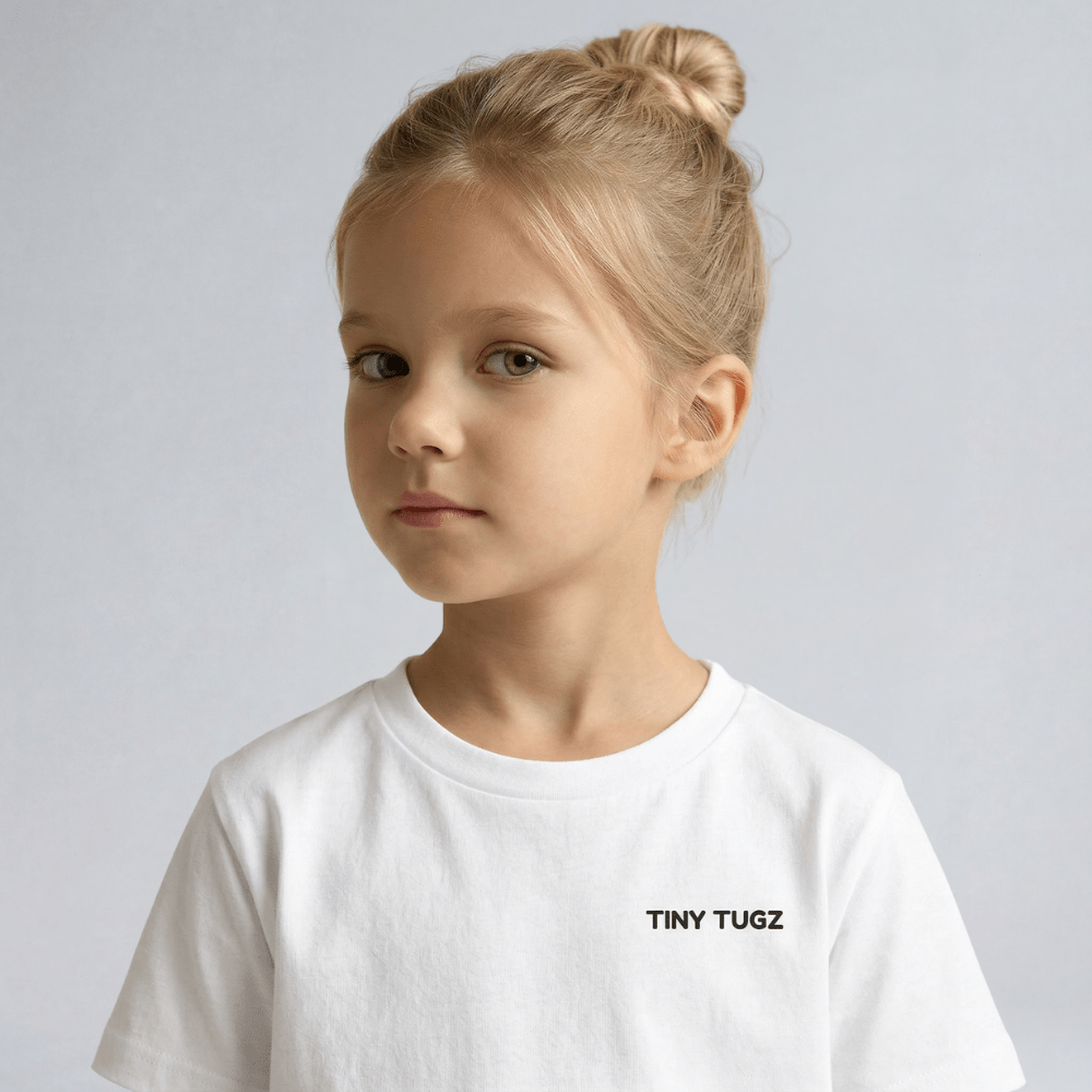 Kids Casual Organic Cotton Set (White T-Shirt + Navy Shorts) - Tiny Tugz™