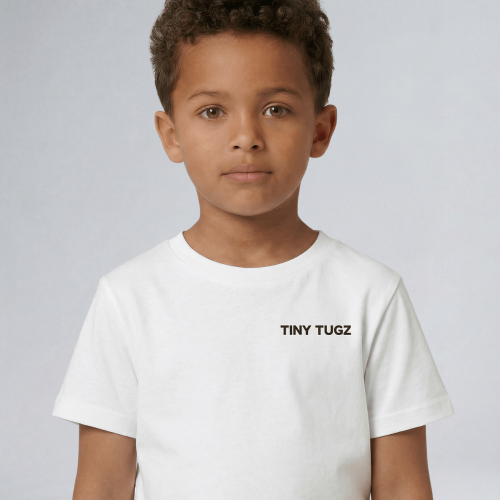 Kids Casual Organic Cotton Set (White T-Shirt + Navy Shorts) - Tiny Tugz™