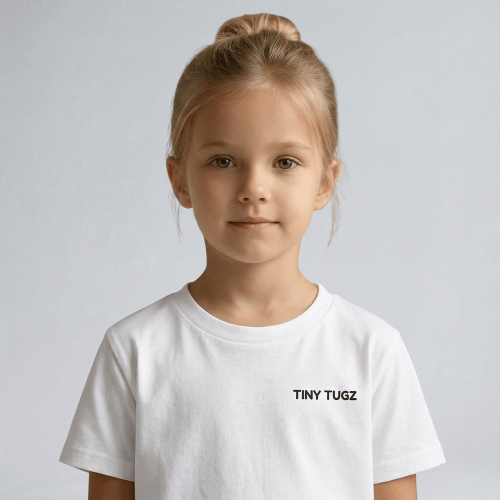 Kids Casual Organic Cotton Set (White T-Shirt + Navy Shorts) - Tiny Tugz™
