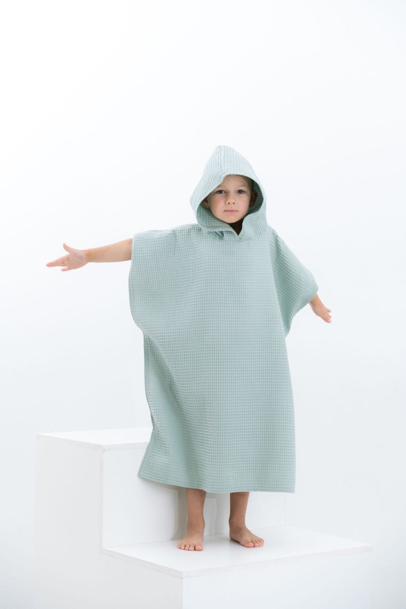 Kids’ Cotton Waffle Poncho Collection – 100% Cotton, Handmade - Tiny Tugz™