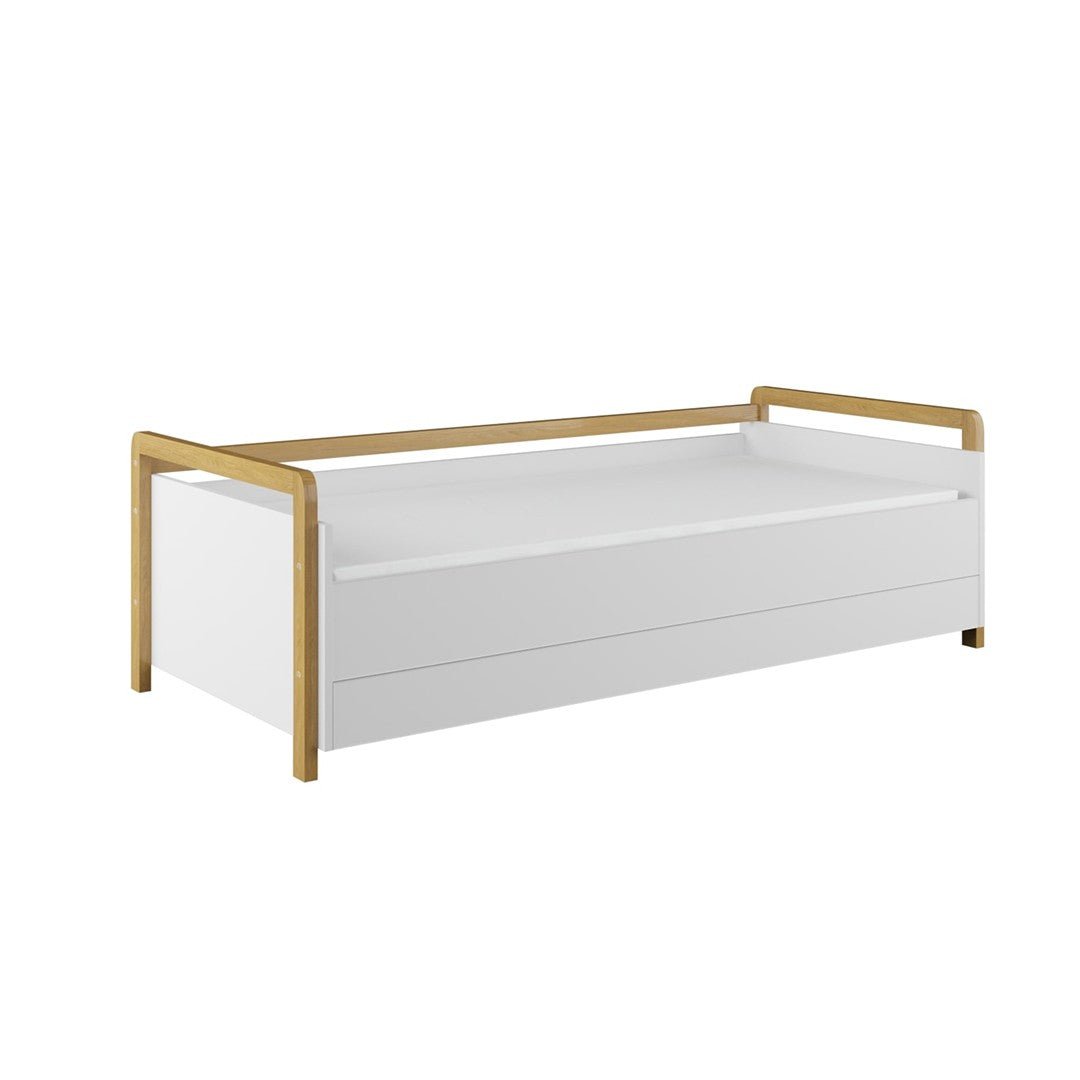 Kids' Daybed Victor with Storage Drawer - White & Solid Oak - Tiny Tugz™