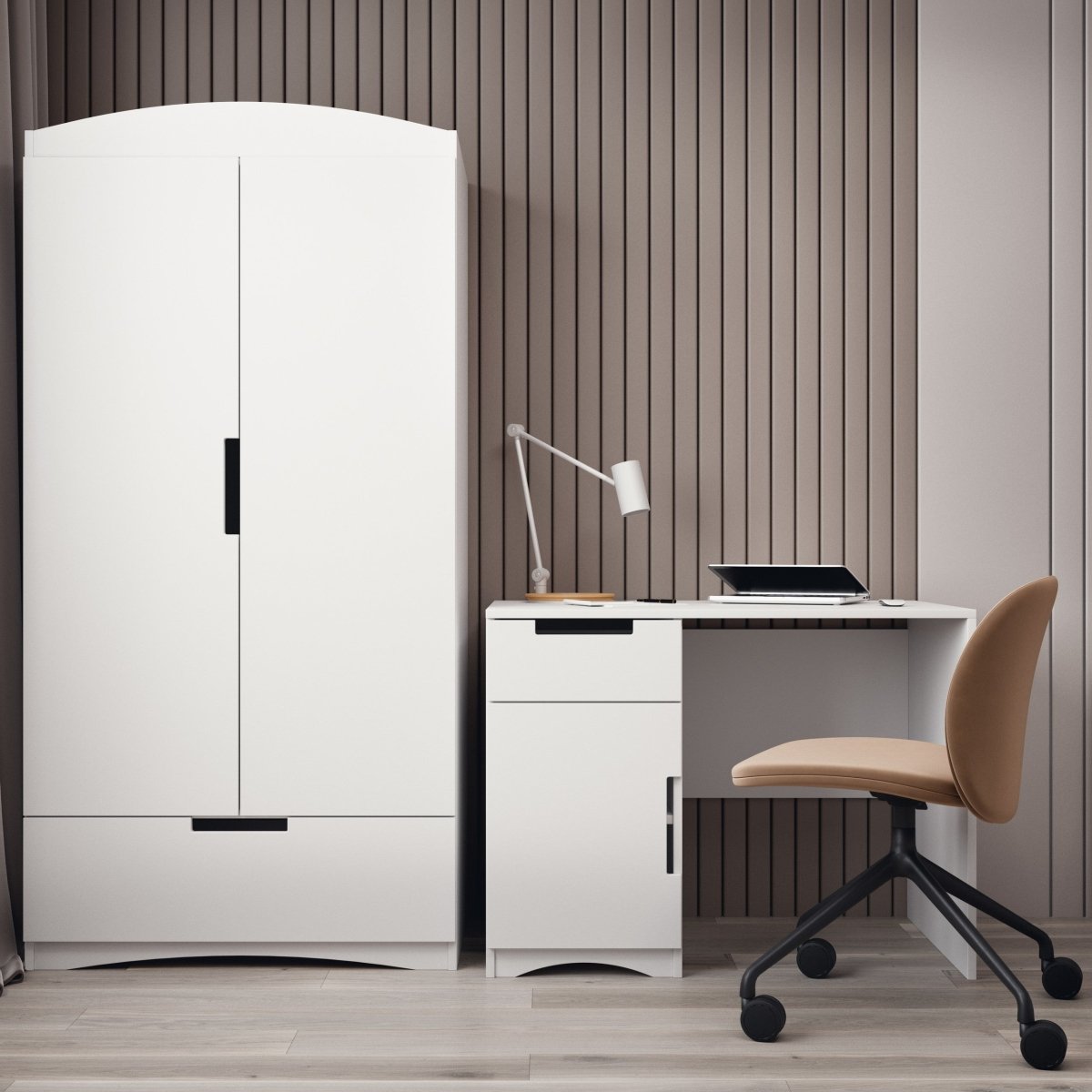 Kids' Desk Classic with Drawer & Cabinet - White - Tiny Tugz™