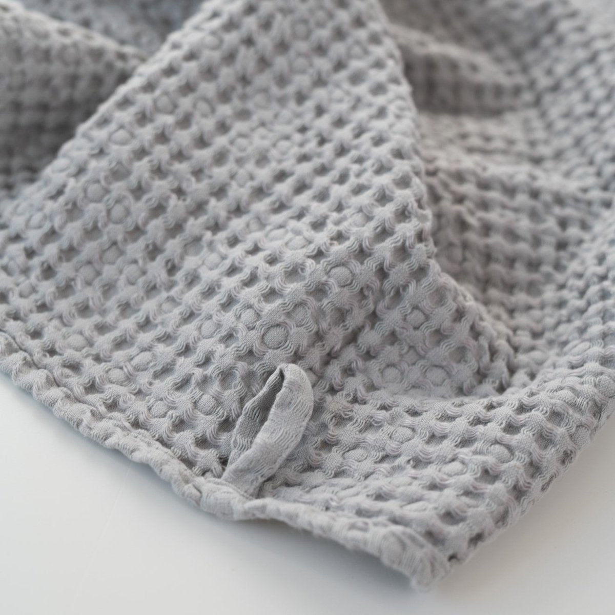 Kids’ Honeycomb Waffle Towel Collection (Grey) – Linen & Cotton Blend - Tiny Tugz™