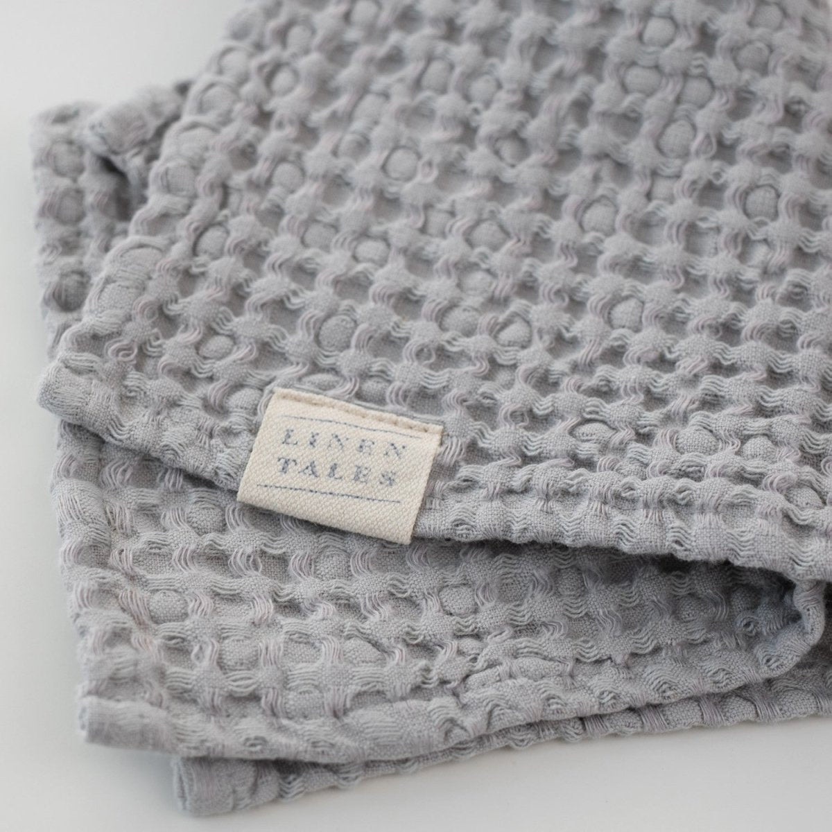 Kids’ Honeycomb Waffle Towel Collection (Grey) – Linen & Cotton Blend - Tiny Tugz™