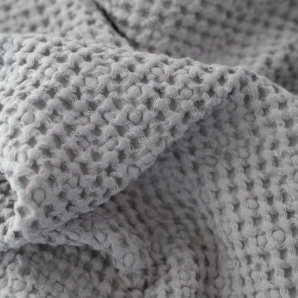 Kids’ Honeycomb Waffle Towel Collection (Grey) – Linen & Cotton Blend - Tiny Tugz™
