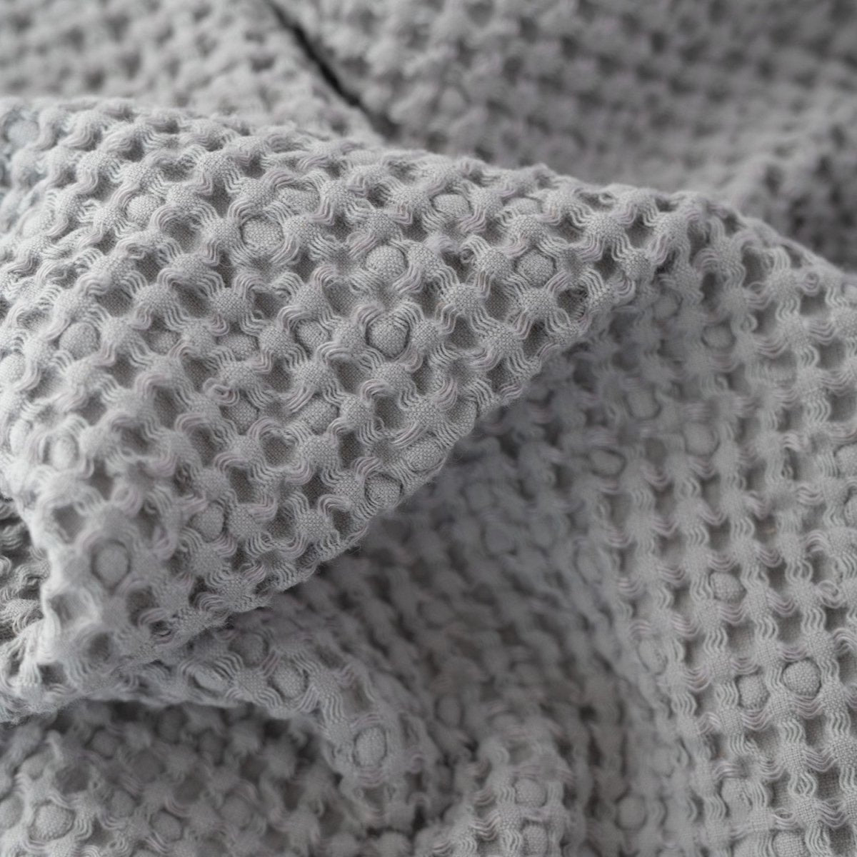 Kids’ Honeycomb Waffle Towel Collection (Grey) – Linen & Cotton Blend - Tiny Tugz™