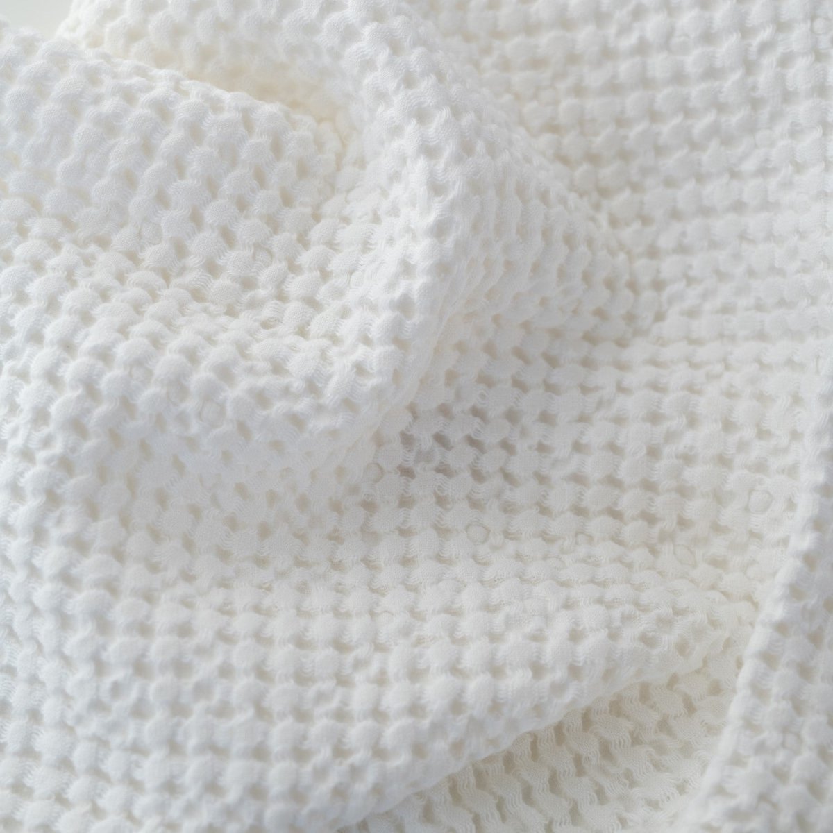 Kids’ Honeycomb Waffle Towel Collection (White) – Linen & Cotton Blend - Tiny Tugz™