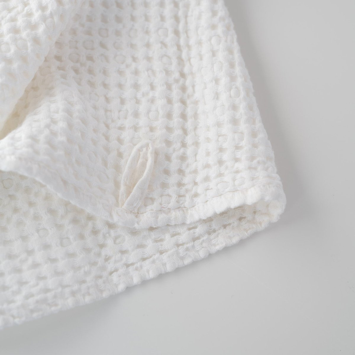 Kids’ Honeycomb Waffle Towel Collection (White) – Linen & Cotton Blend - Tiny Tugz™