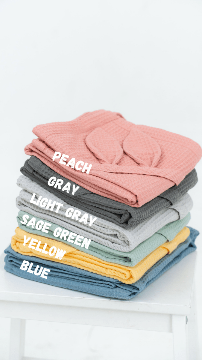 Kids’ Hooded Cotton Waffle Towel with Bunny Ears – 100% Cotton, Handmade - Tiny Tugz™