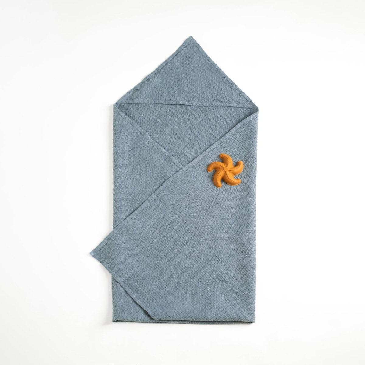 Kids’ Hooded Towel (Blue) – 100% Waffle Linen, Handmade - Tiny Tugz™