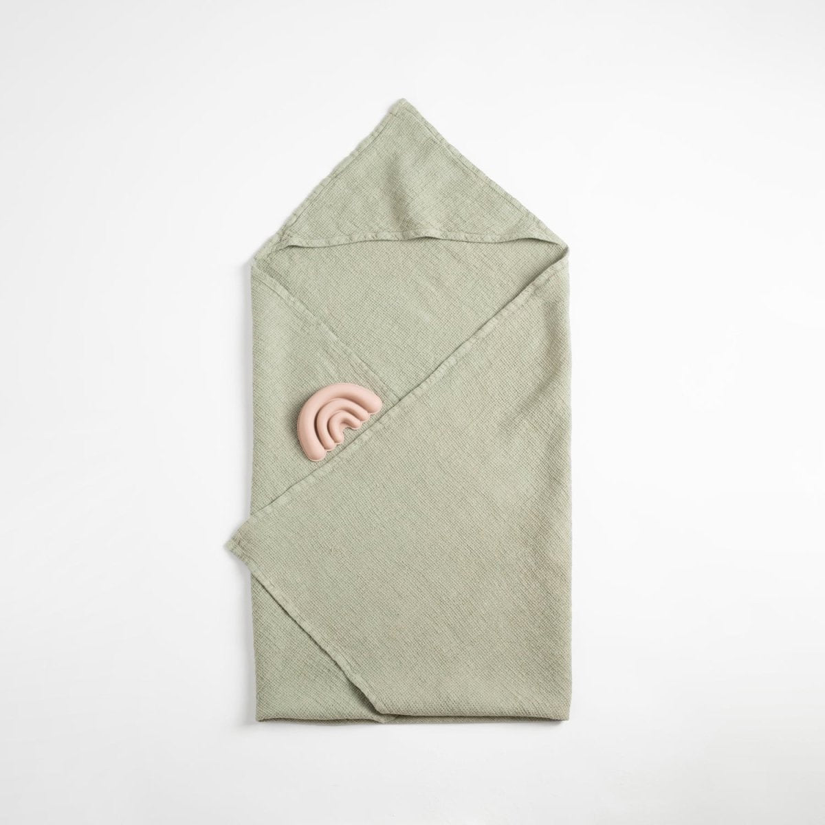 Kids’ Hooded Towel (Sage) – 100% Waffle Linen, Handmade - Tiny Tugz™