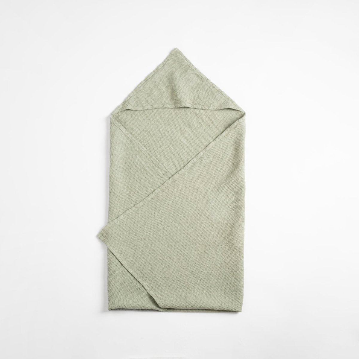 Kids’ Hooded Towel (Sage) – 100% Waffle Linen, Handmade - Tiny Tugz™