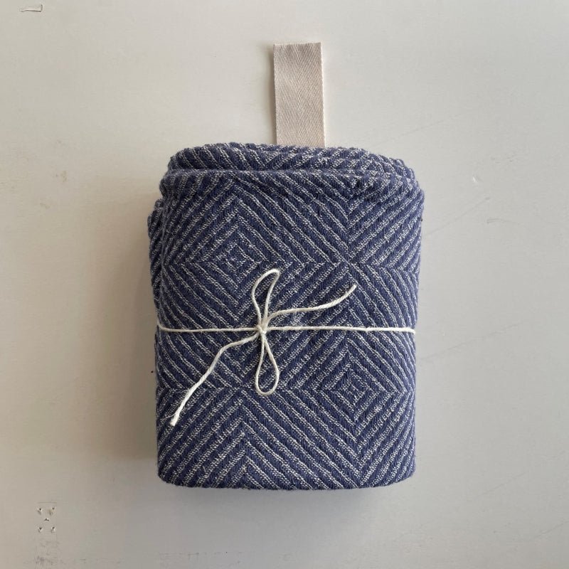 Kids Large 100% Linen Bath Towel (Blue Fishbone) - Tiny Tugz™