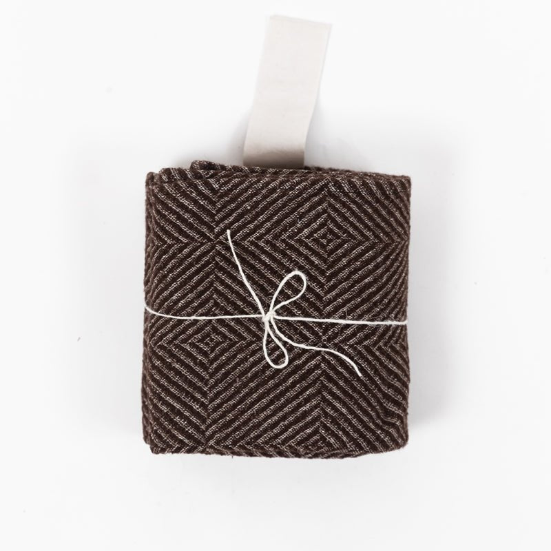 Kids Large 100% Linen Bath Towel (Brown Fishbone) - Tiny Tugz™