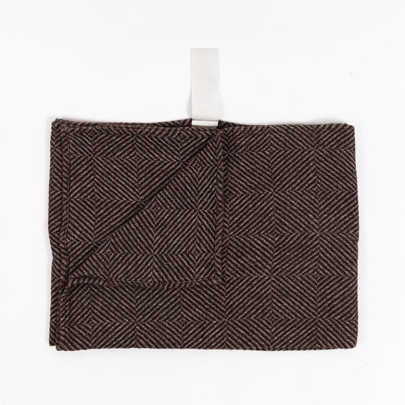 Kids Large 100% Linen Bath Towel (Brown Fishbone) - Tiny Tugz™