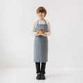 Kids’ Linen Daily Apron (Blue) – 100% Stone-Washed Linen, Handmade - Tiny Tugz™