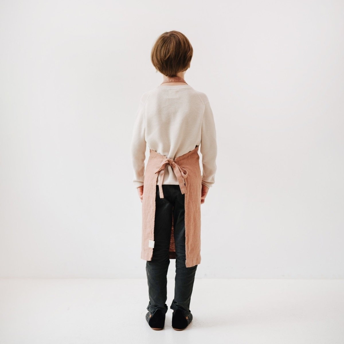 Kids’ Linen Daily Apron (Cafe Creme) – 100% Stone-Washed Linen, Handmade - Tiny Tugz™