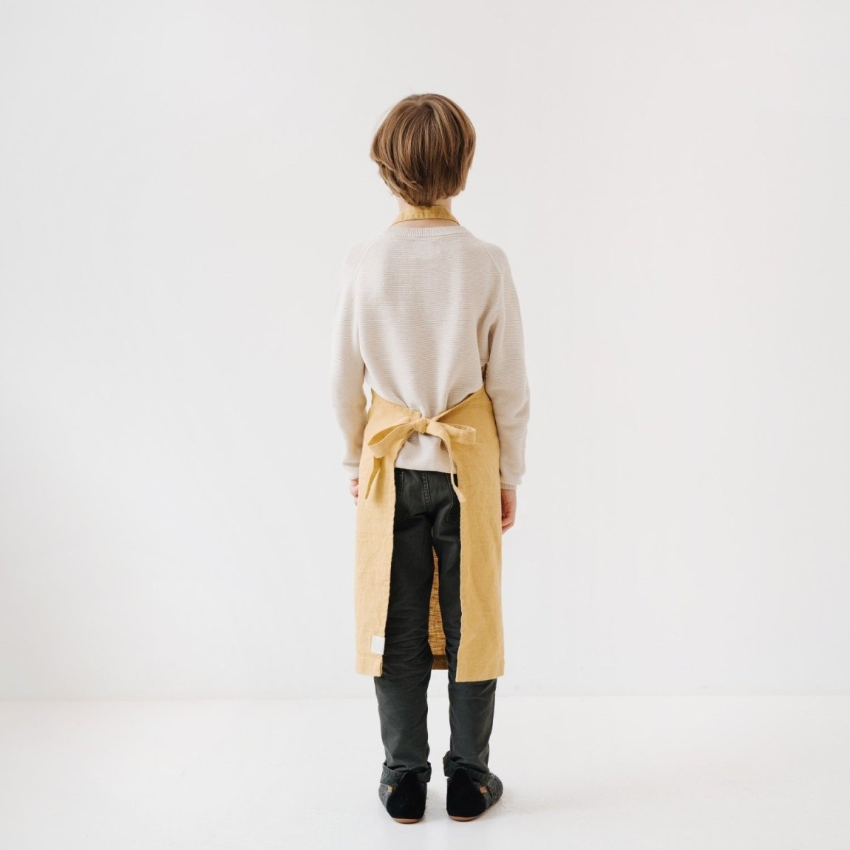 Kids’ Linen Daily Apron (Honey) – 100% Stone-Washed Linen, Handmade - Tiny Tugz™