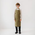 Kids’ Linen Daily Apron (Olive) – 100% Stone-Washed Linen, Handmade - Tiny Tugz™