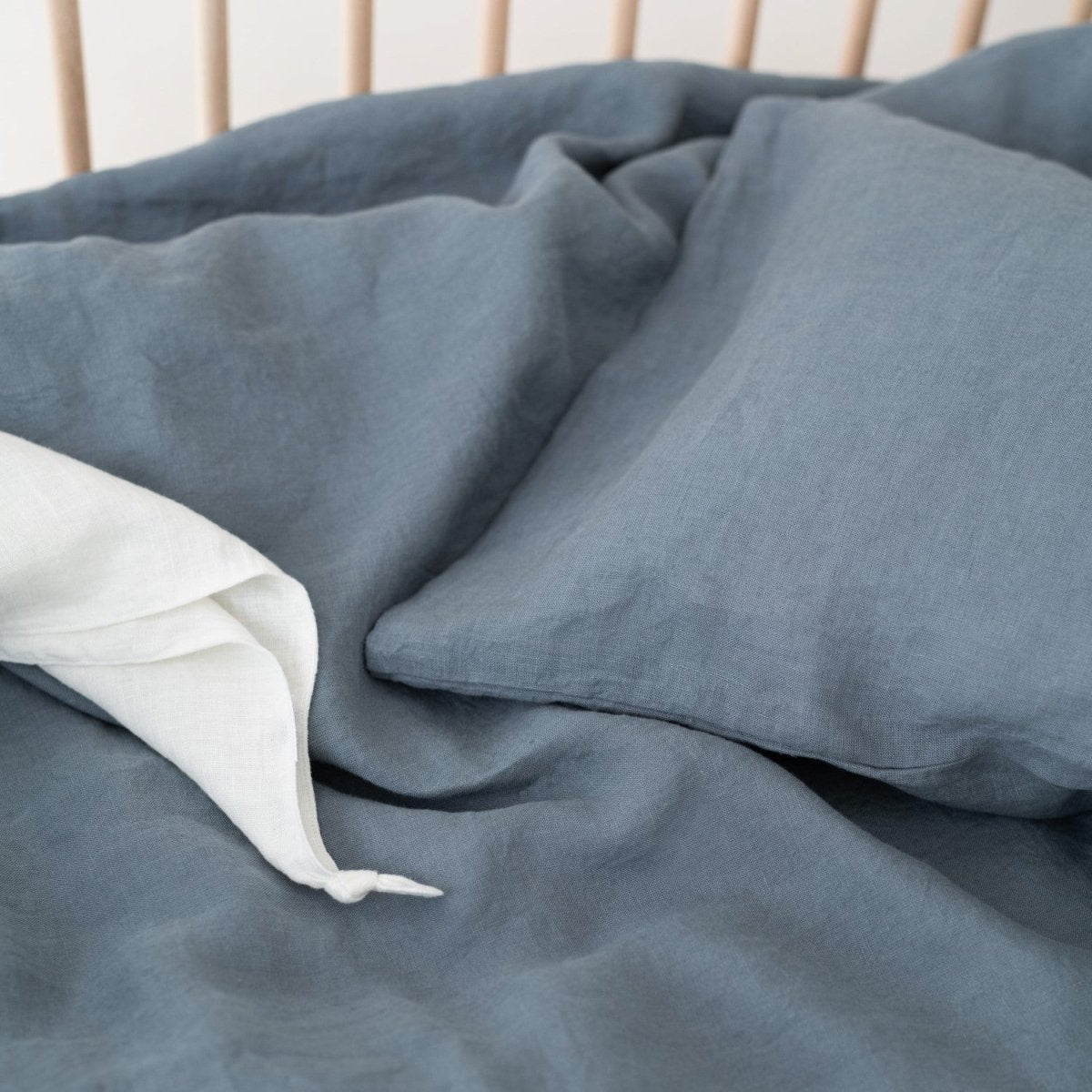 Kids’ Linen Duvet Cover Set (Blue) – 100% Linen, Handmade - Tiny Tugz™