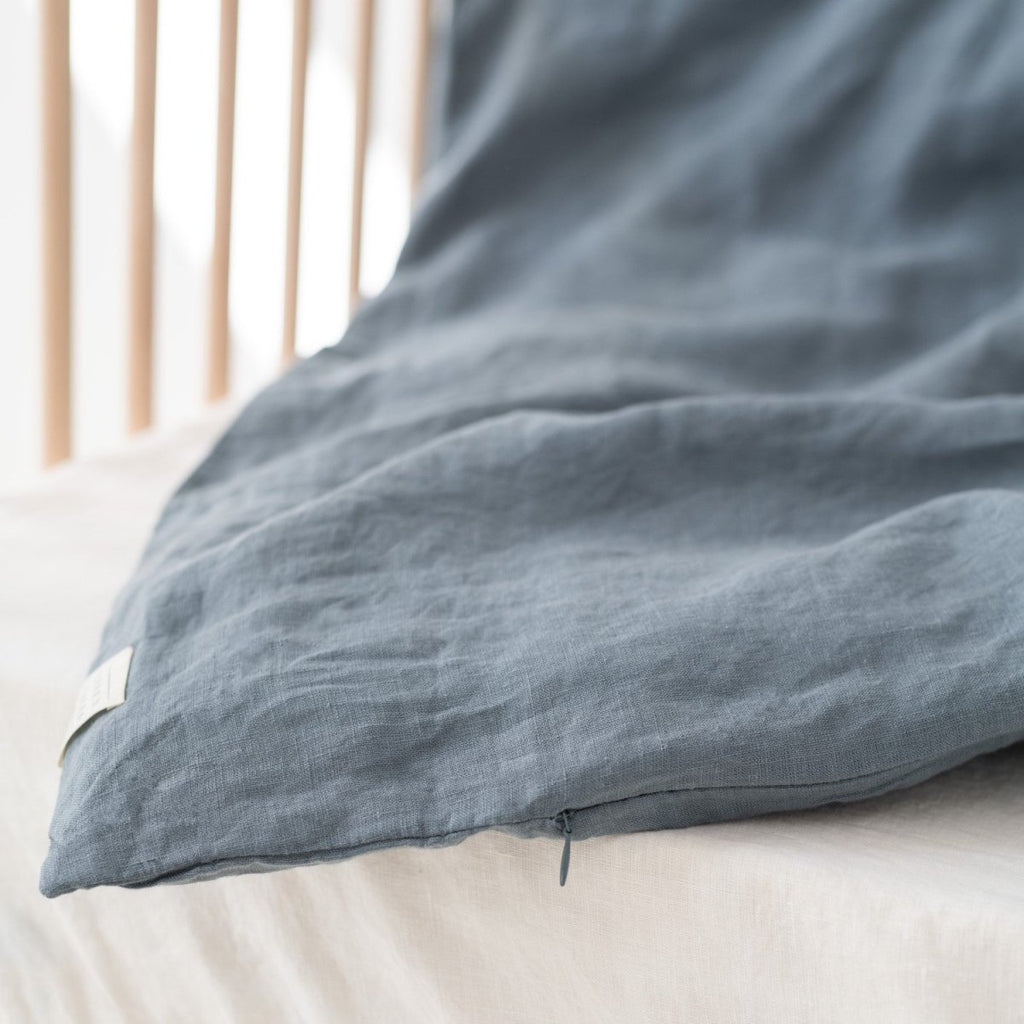 Kids’ Linen Duvet Cover Set (Blue) – 100% Linen, Handmade - Tiny Tugz™