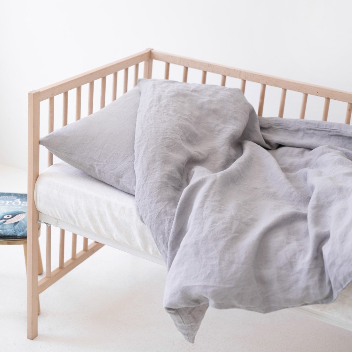 Kids’ Linen Duvet Cover Set (Light Grey) – 100% Linen, Handmade - Tiny Tugz™