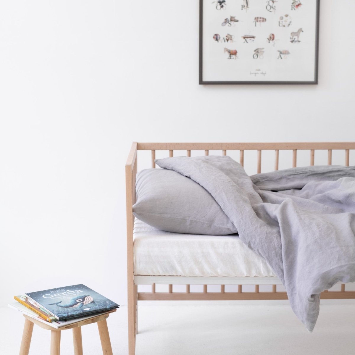 Kids’ Linen Duvet Cover Set (Light Grey) – 100% Linen, Handmade - Tiny Tugz™