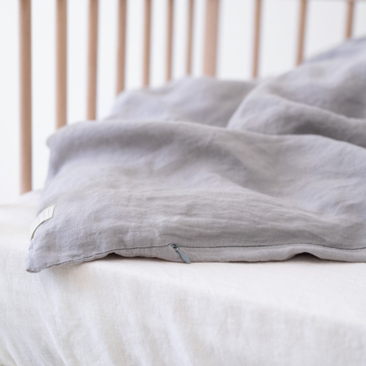 Kids’ Linen Duvet Cover Set (Light Grey) – 100% Linen, Handmade - Tiny Tugz™
