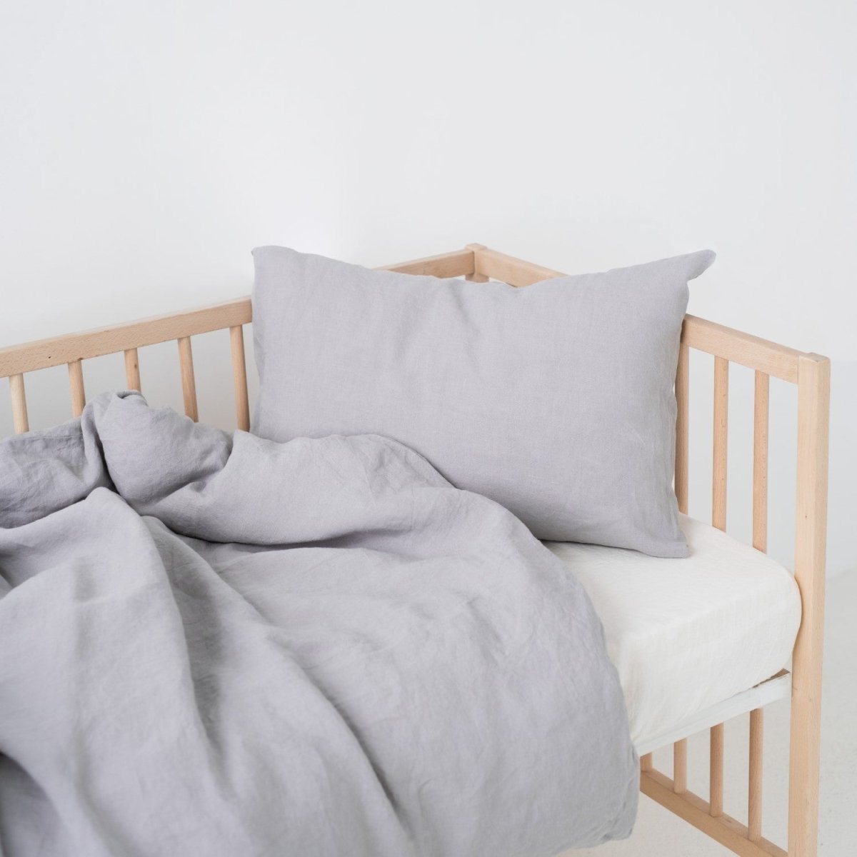 Kids’ Linen Duvet Cover Set (Light Grey) – 100% Linen, Handmade - Tiny Tugz™