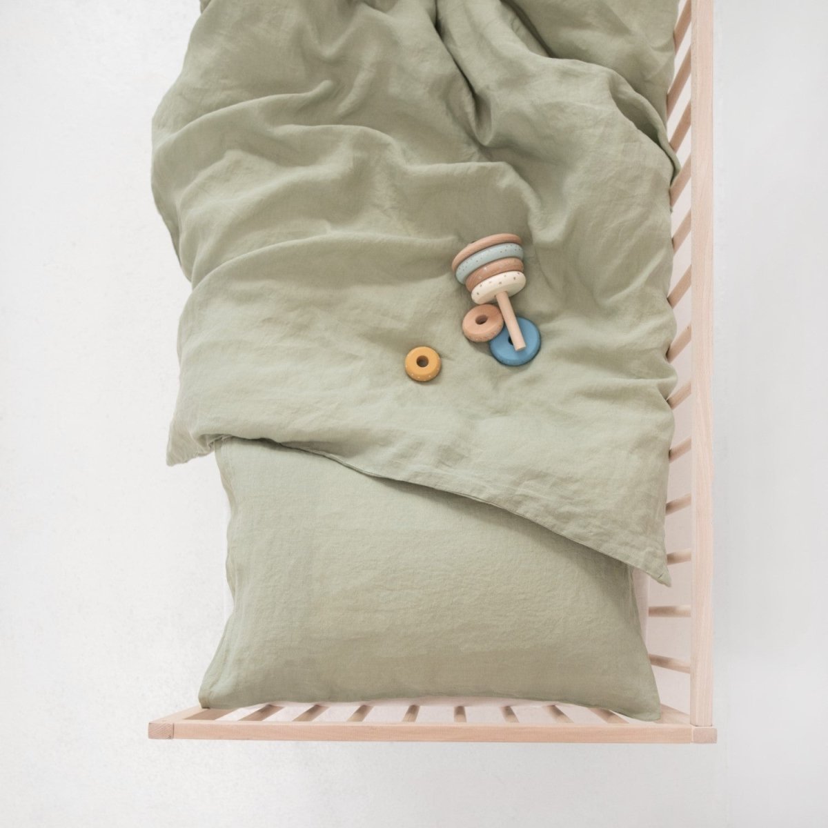 Kids’ Linen Duvet Cover Set (Sage) – 100% Linen, Handmade - Tiny Tugz™