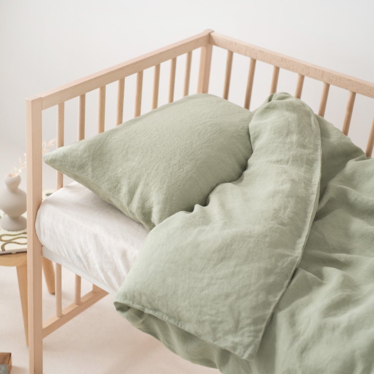 Kids’ Linen Duvet Cover Set (Sage) – 100% Linen, Handmade - Tiny Tugz™